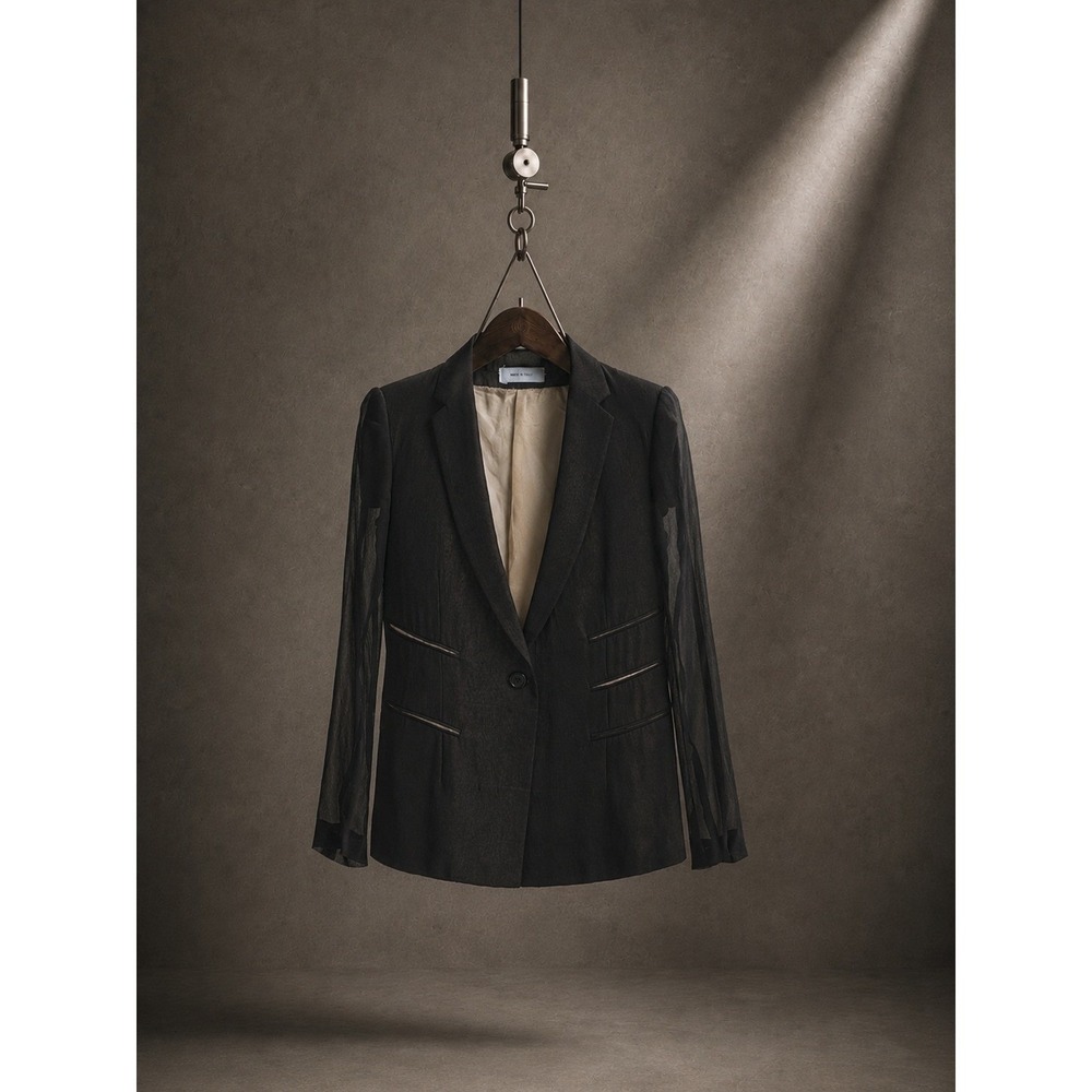 CELINE Phoebe Philo Resort 2010‎ Layered Sheer Jacket Black Italy Archival